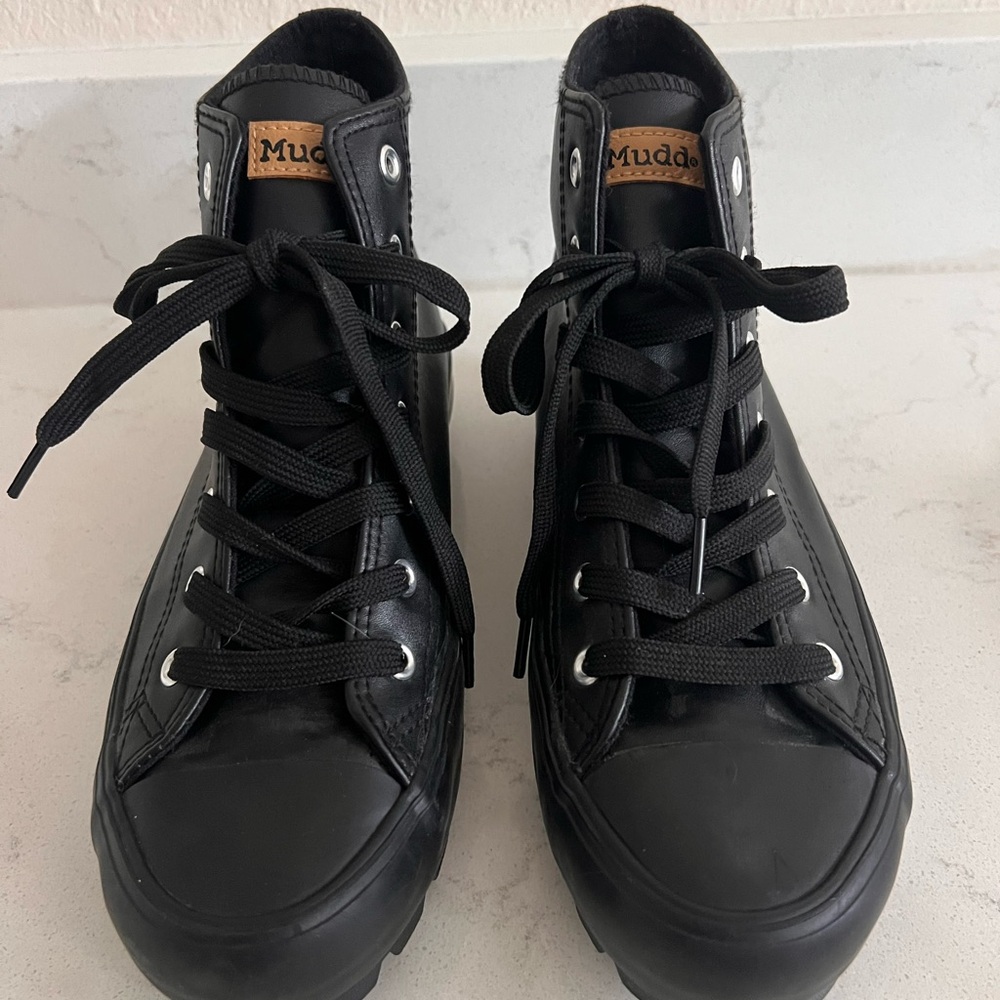 Mudd Black Lace-Up Combat Boots